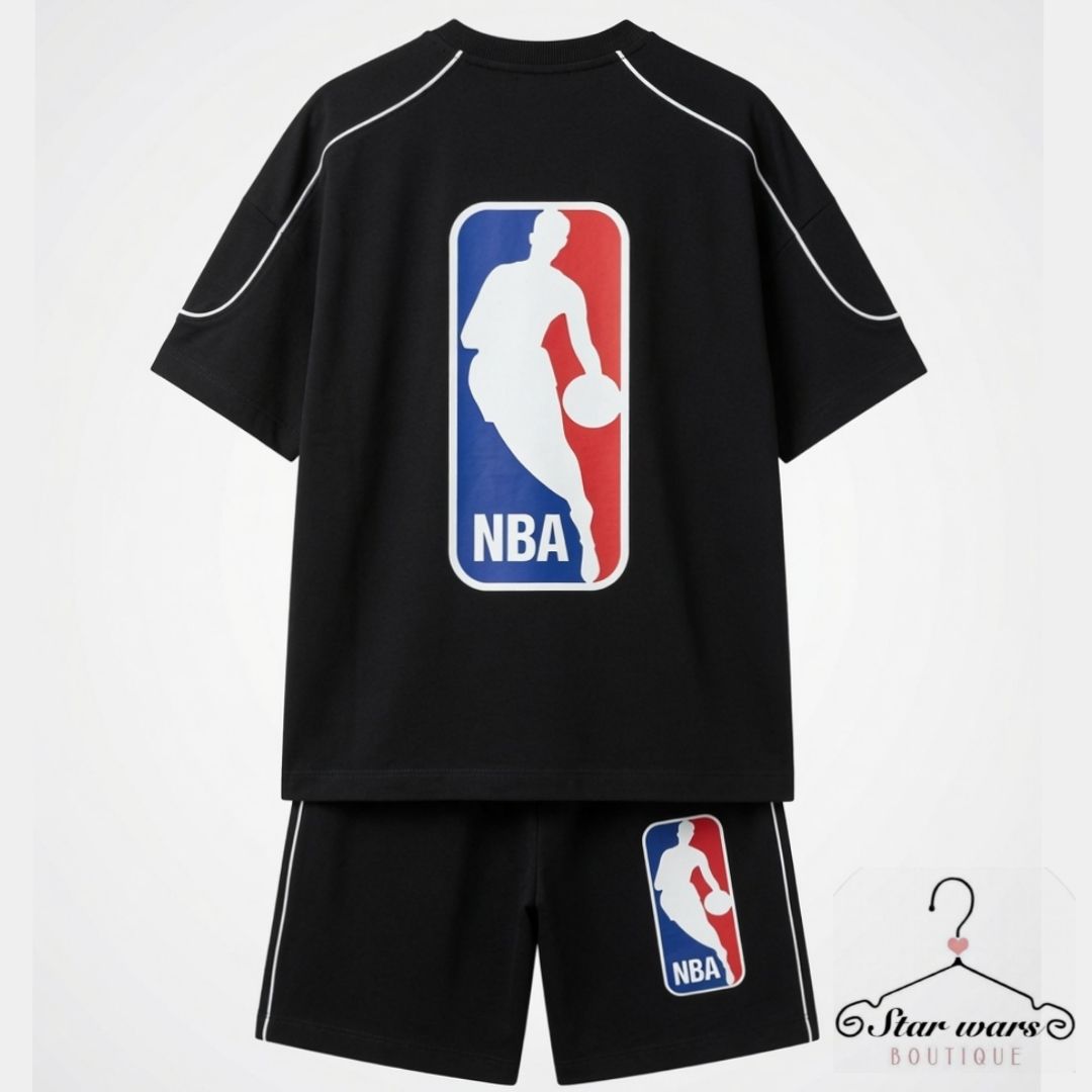 ست تیشرت و شلوارک مشکی پسرانه NBA